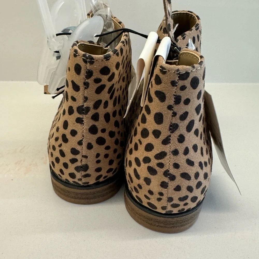 Girl’s boots leopard print booties big kid 3/4/5 cat and jack brown booties